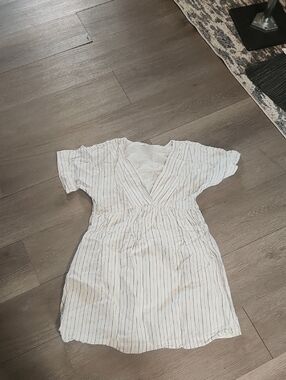 Madewell White Striped V-Neck Women's Dress Size Small